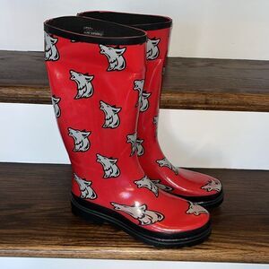 143 Girl Tall Rubber Waterproof Mud Farmer Field NC State Wolfpack Wolf Boots-8